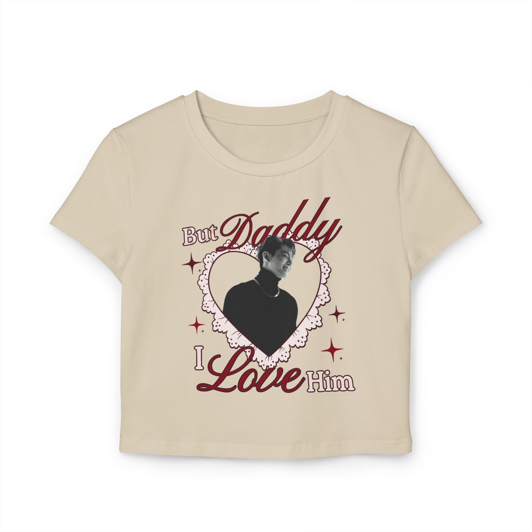 BTS Jungkook Inspired White Crop Top But Daddy I Love Him Y2K Aesthetic Tee for Concerts & Everyday Streetwear