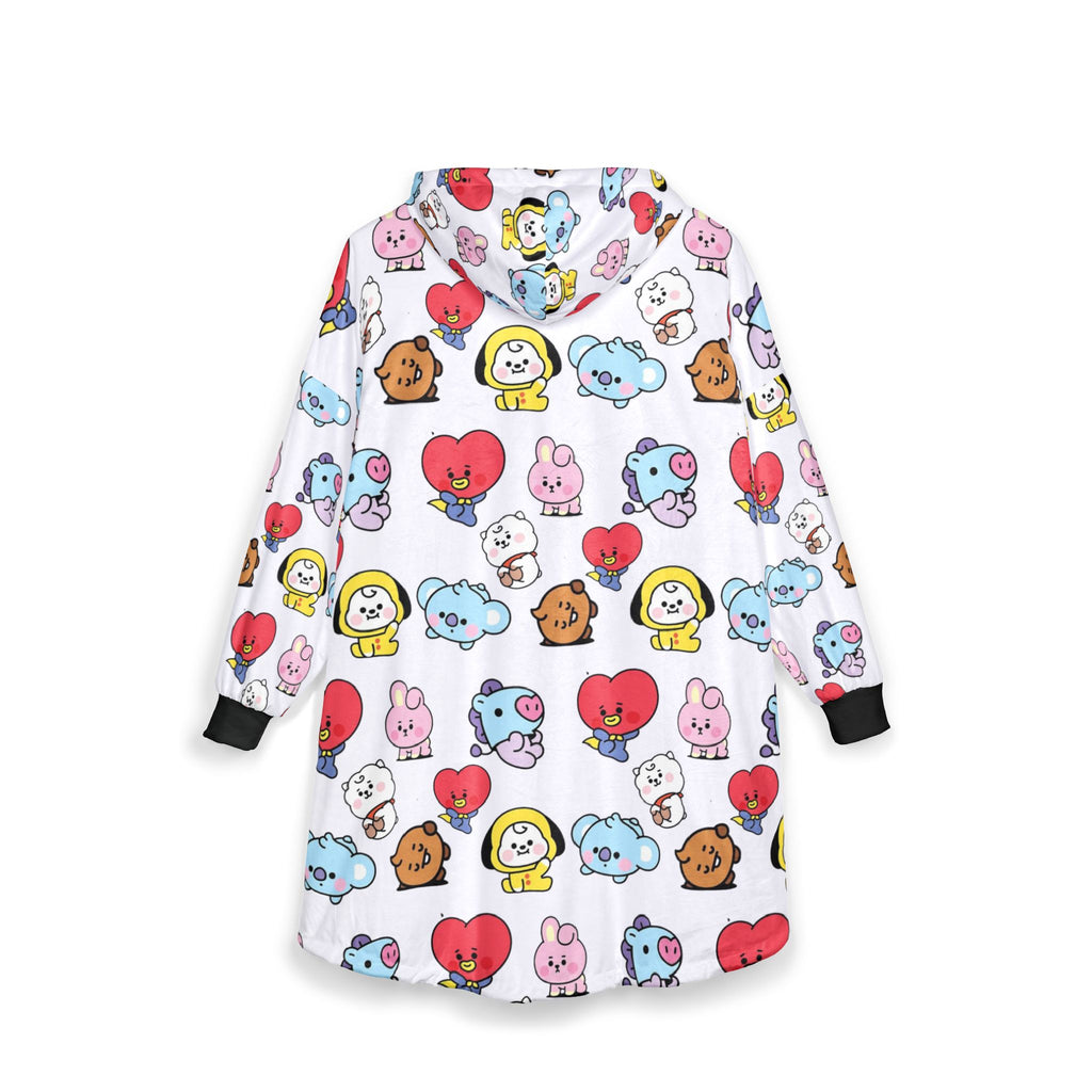 BT21 Character Pattern Hooded Blanket