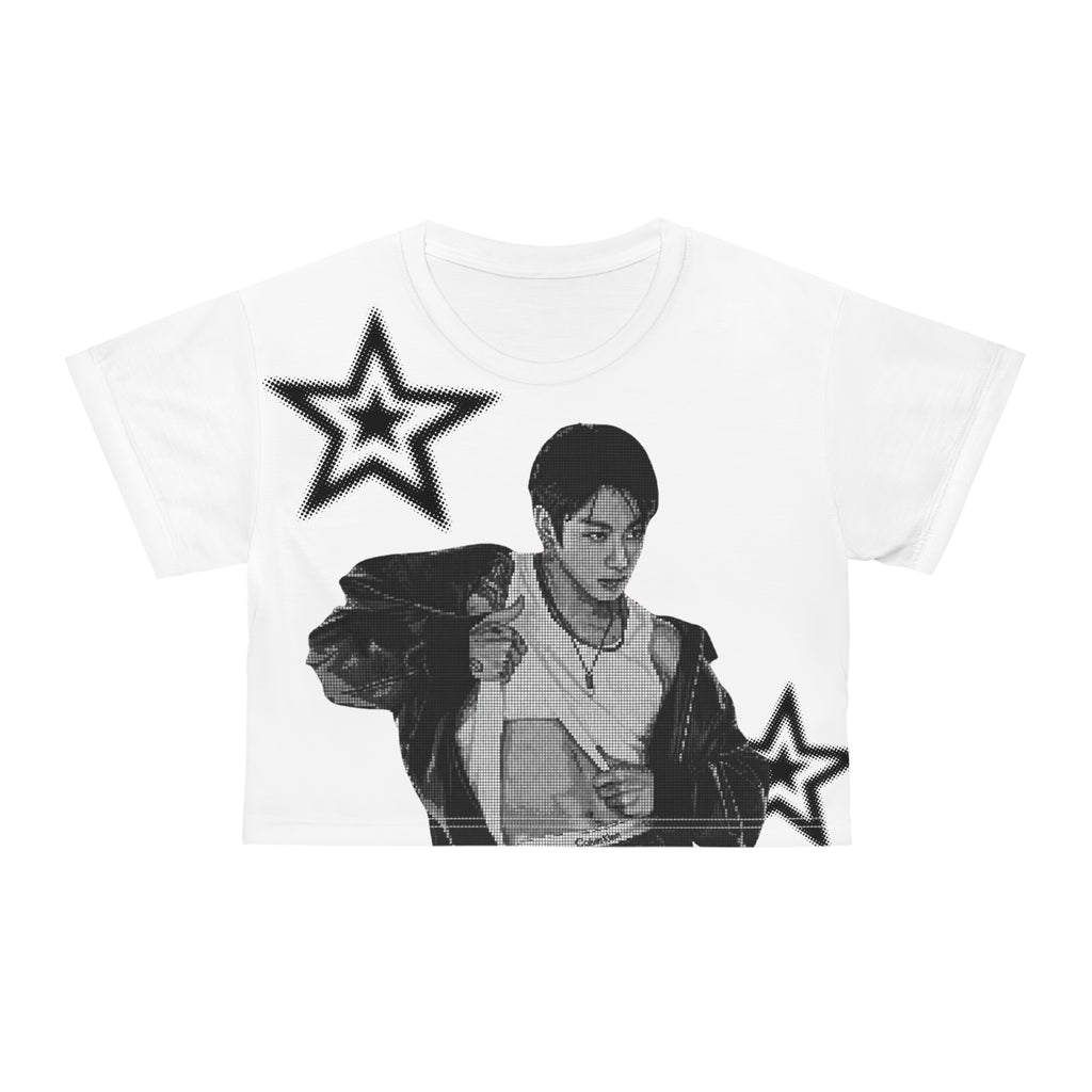 Jungkook Monochrome Portrait Graphic Crop Top