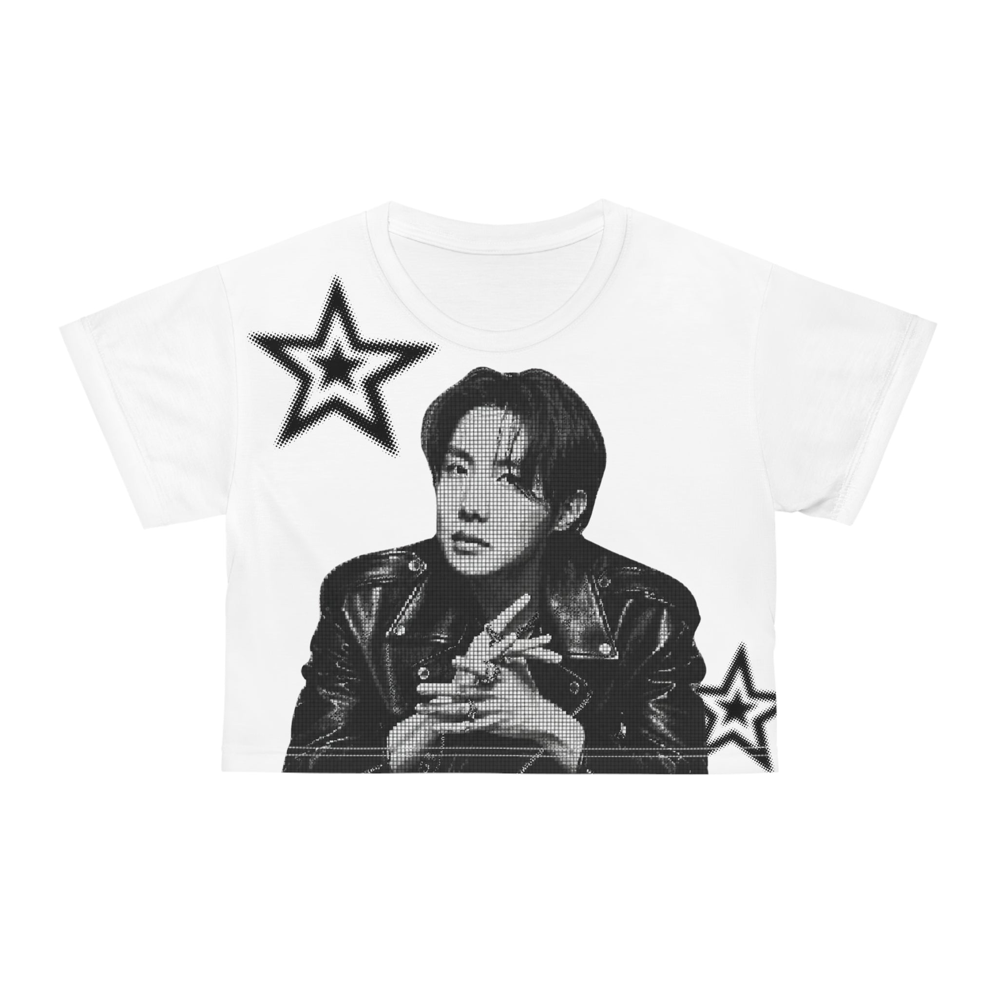 J-hope Monochrome Portrait Graphic Crop Top