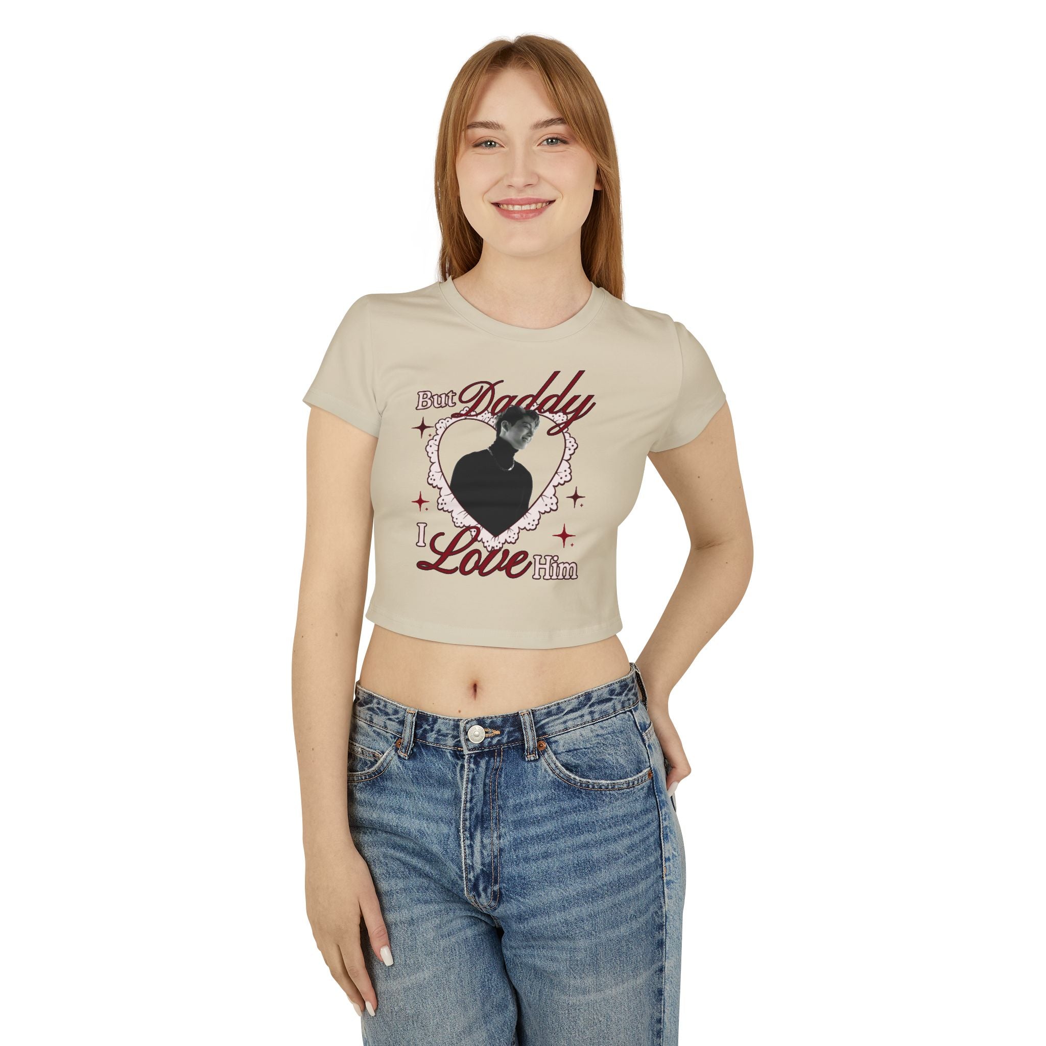 BTS Jungkook Inspired White Crop Top But Daddy I Love Him Y2K Aesthetic Tee for Concerts & Everyday Streetwear