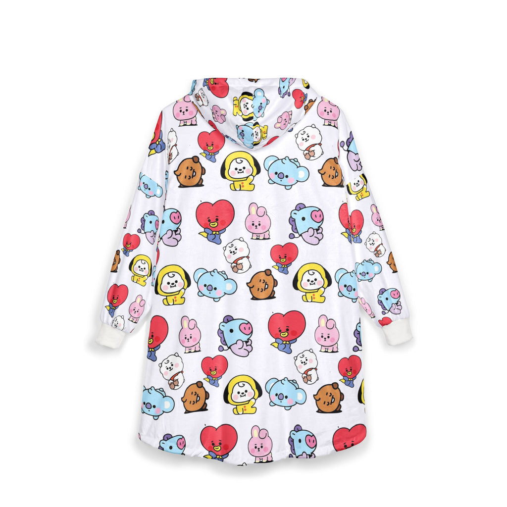 BT21 Character Pattern Hooded Blanket
