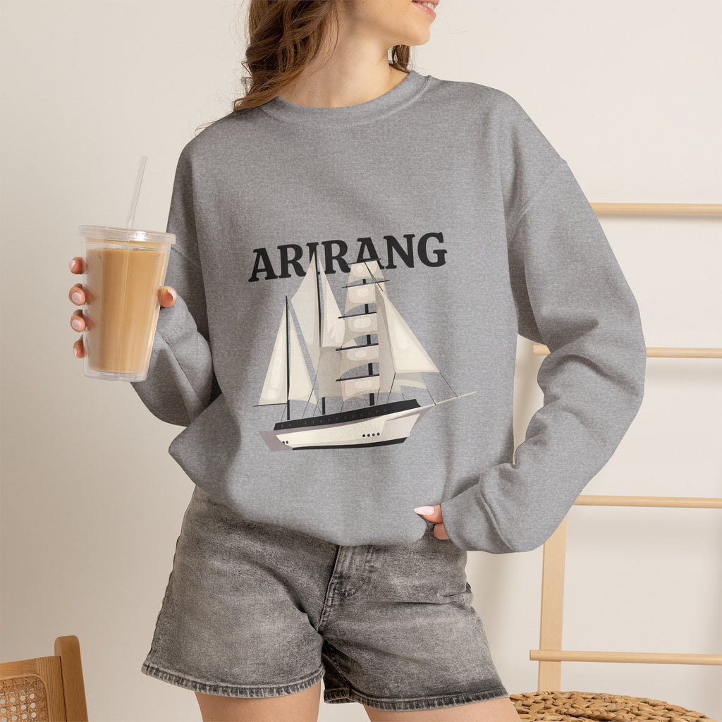 Arirang Sailboat Graphic Sweatshirt | BTS swim graphic in the back