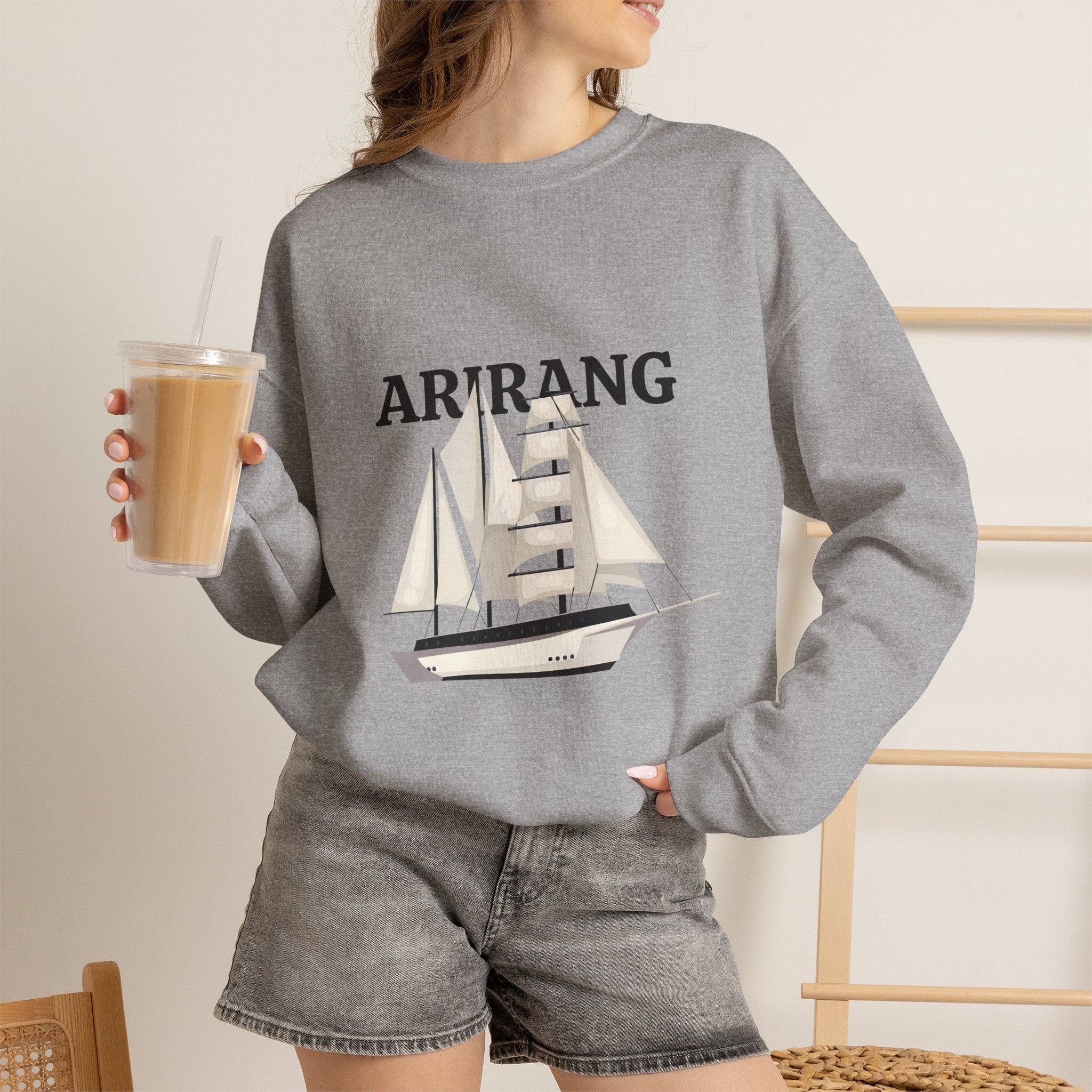 Arirang Sailboat Graphic Sweatshirt | BTS swim graphic in the back