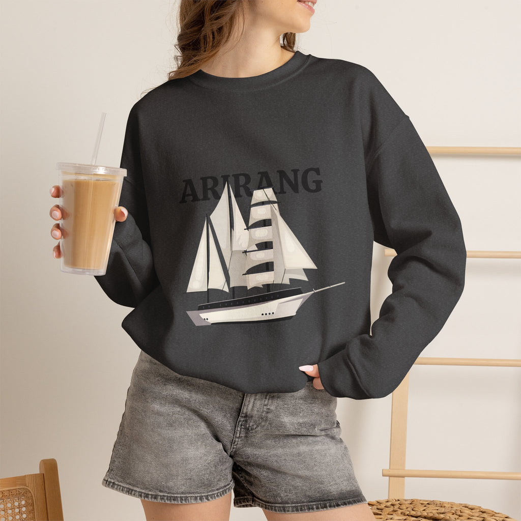 Arirang Sailboat Graphic Sweatshirt | BTS swim graphic in the back