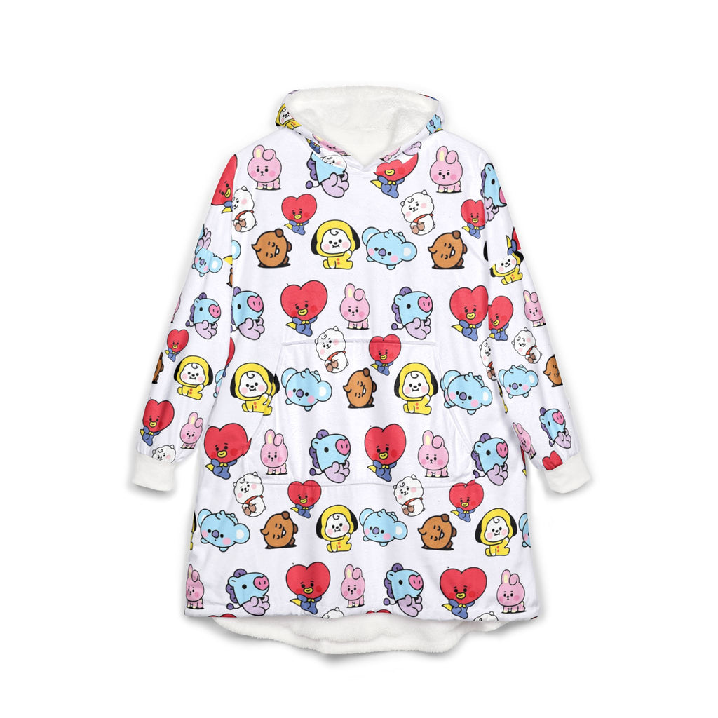 BT21 Character Pattern Hooded Blanket