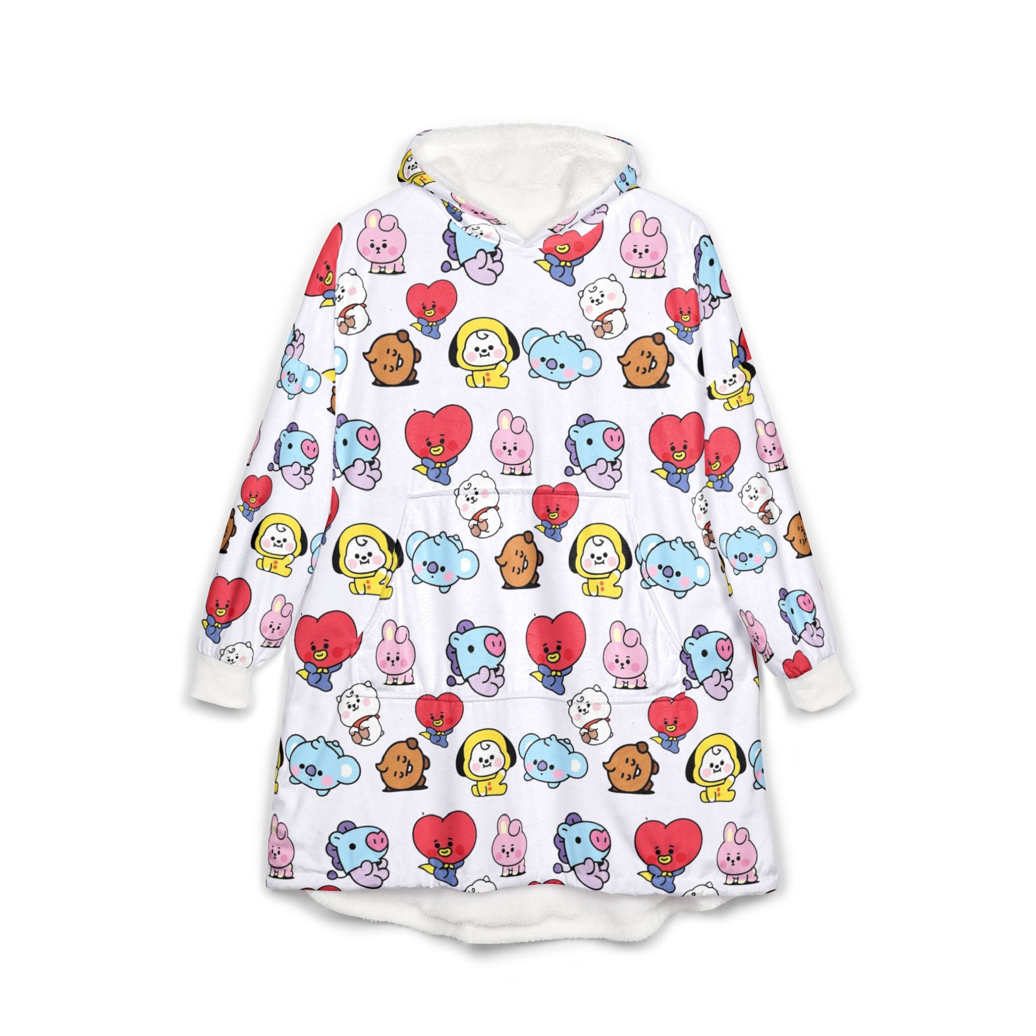 BT21 Character Pattern Hooded Blanket