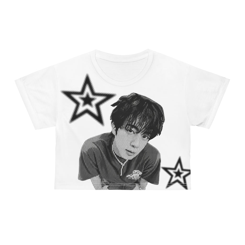 Jin Monochrome Portrait Graphic Crop Top