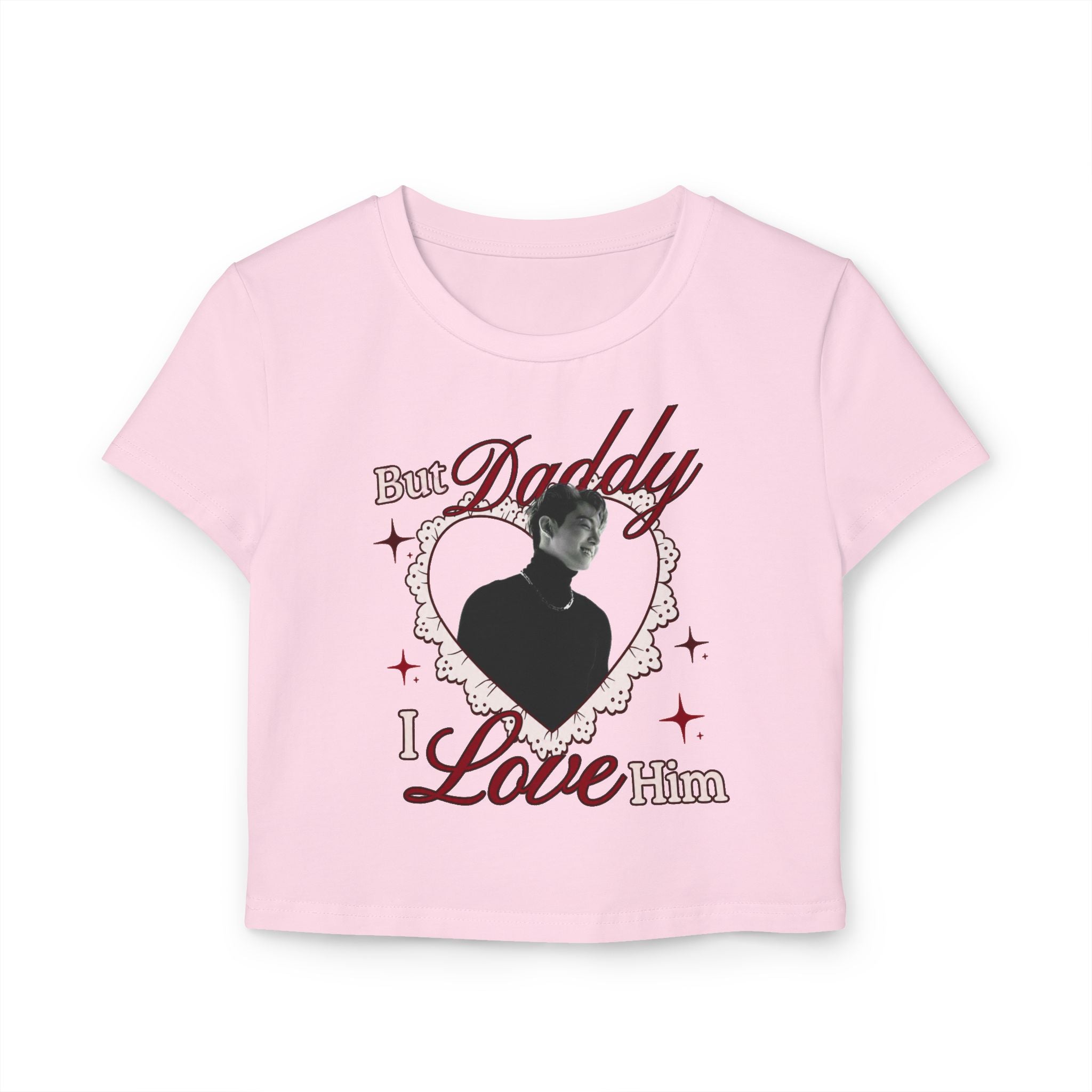 BTS Jungkook Inspired White Crop Top But Daddy I Love Him Y2K Aesthetic Tee for Concerts & Everyday Streetwear