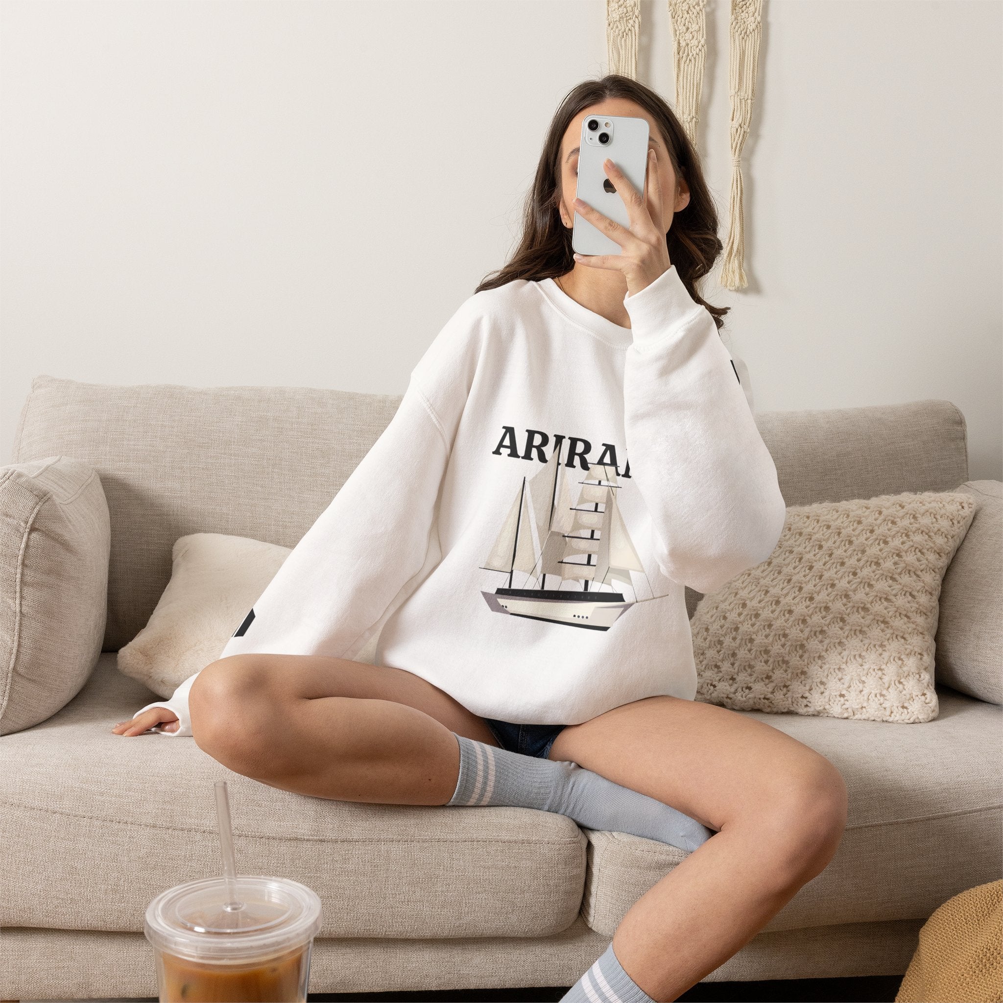 Arirang Sailboat Graphic Sweatshirt | BTS swim graphic in the back