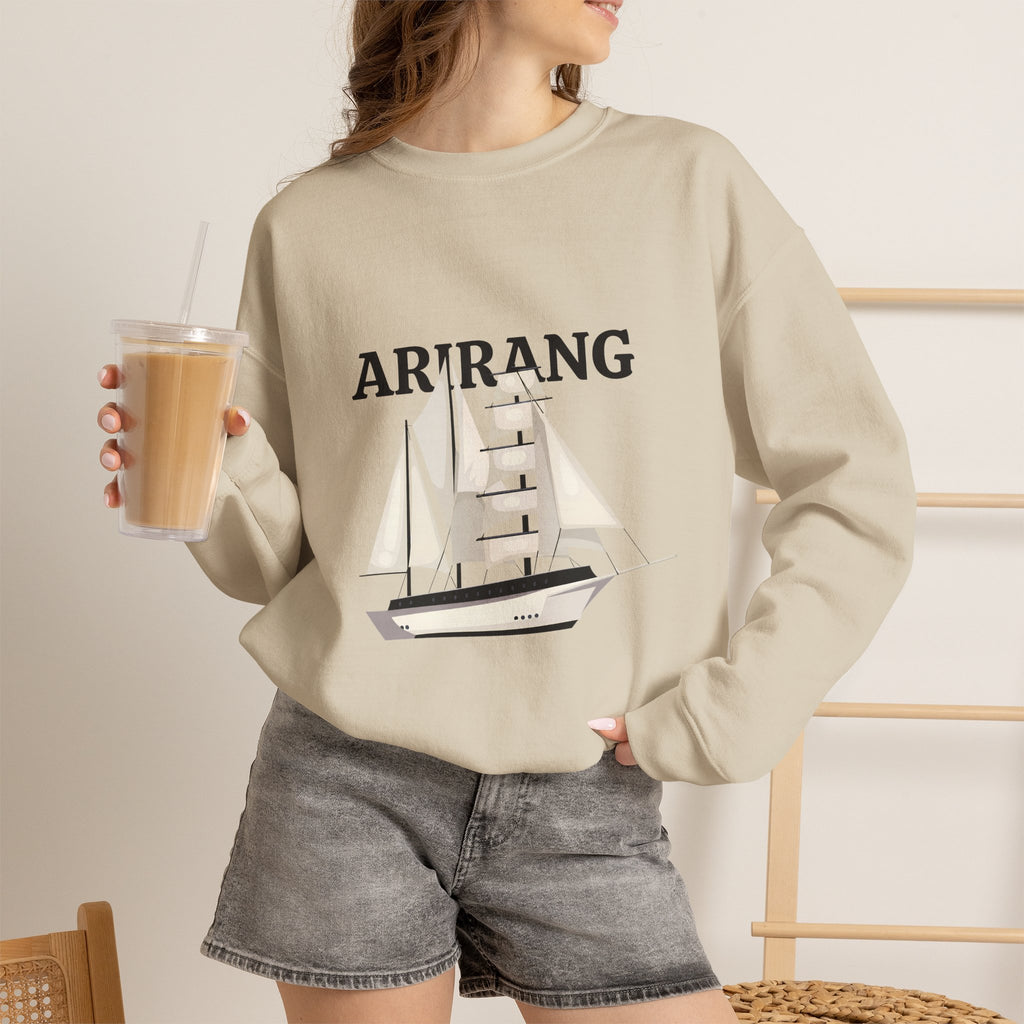 Arirang Sailboat Graphic Sweatshirt | BTS swim graphic in the back