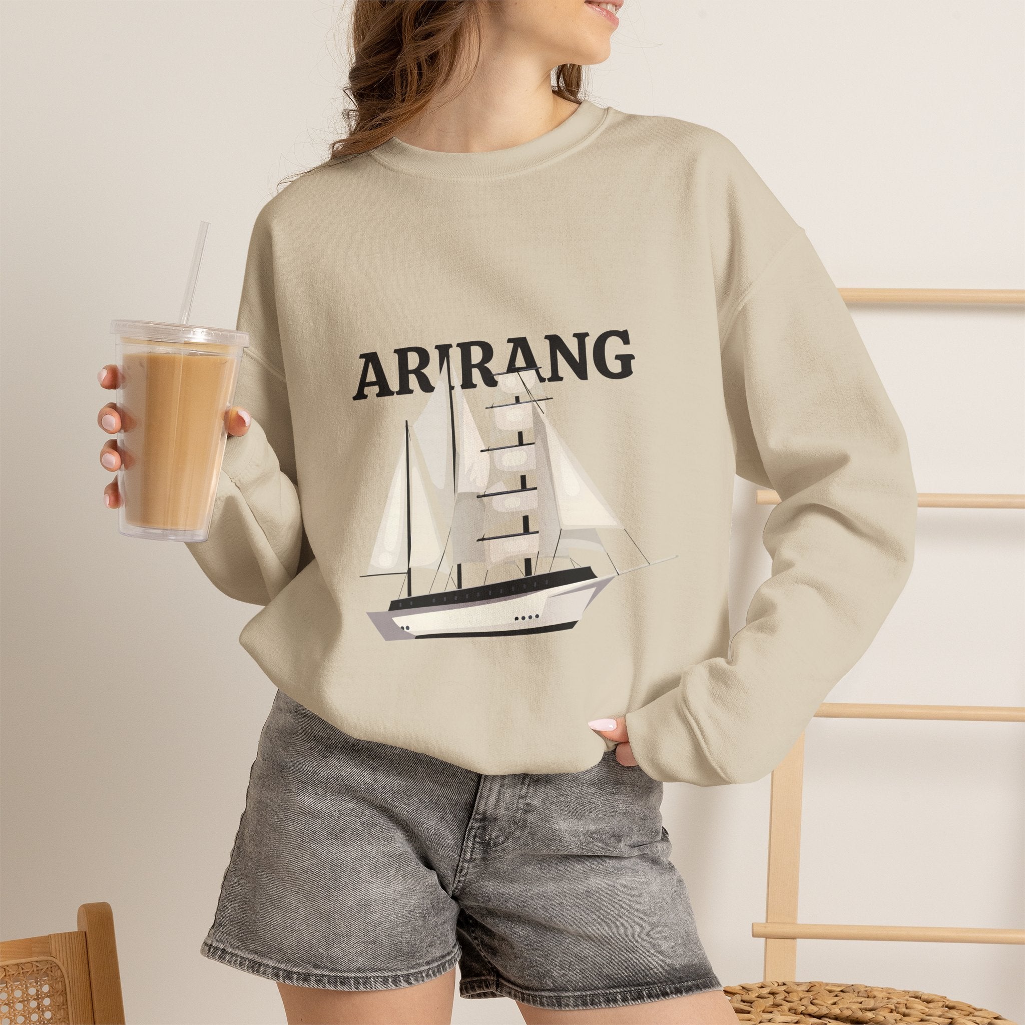 Arirang Sailboat Graphic Sweatshirt | BTS swim graphic in the back