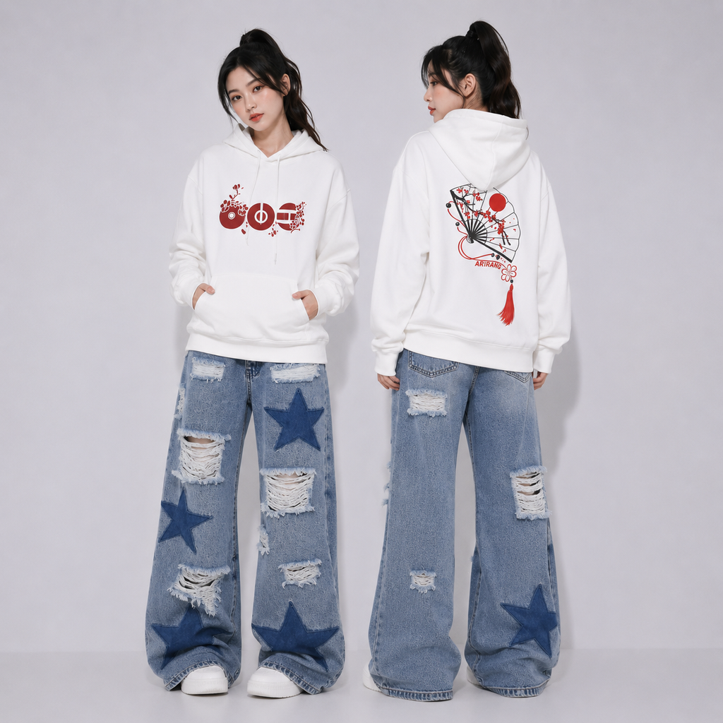 ARIRANG Cherry Blossom Hoodie With Traditional Floral Design
