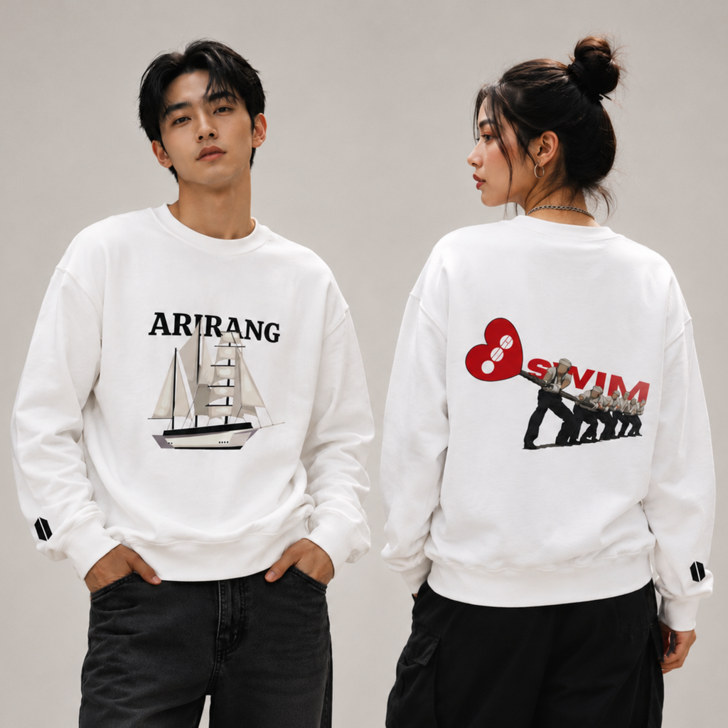 Arirang Sailboat Graphic Sweatshirt | BTS swim graphic in the back