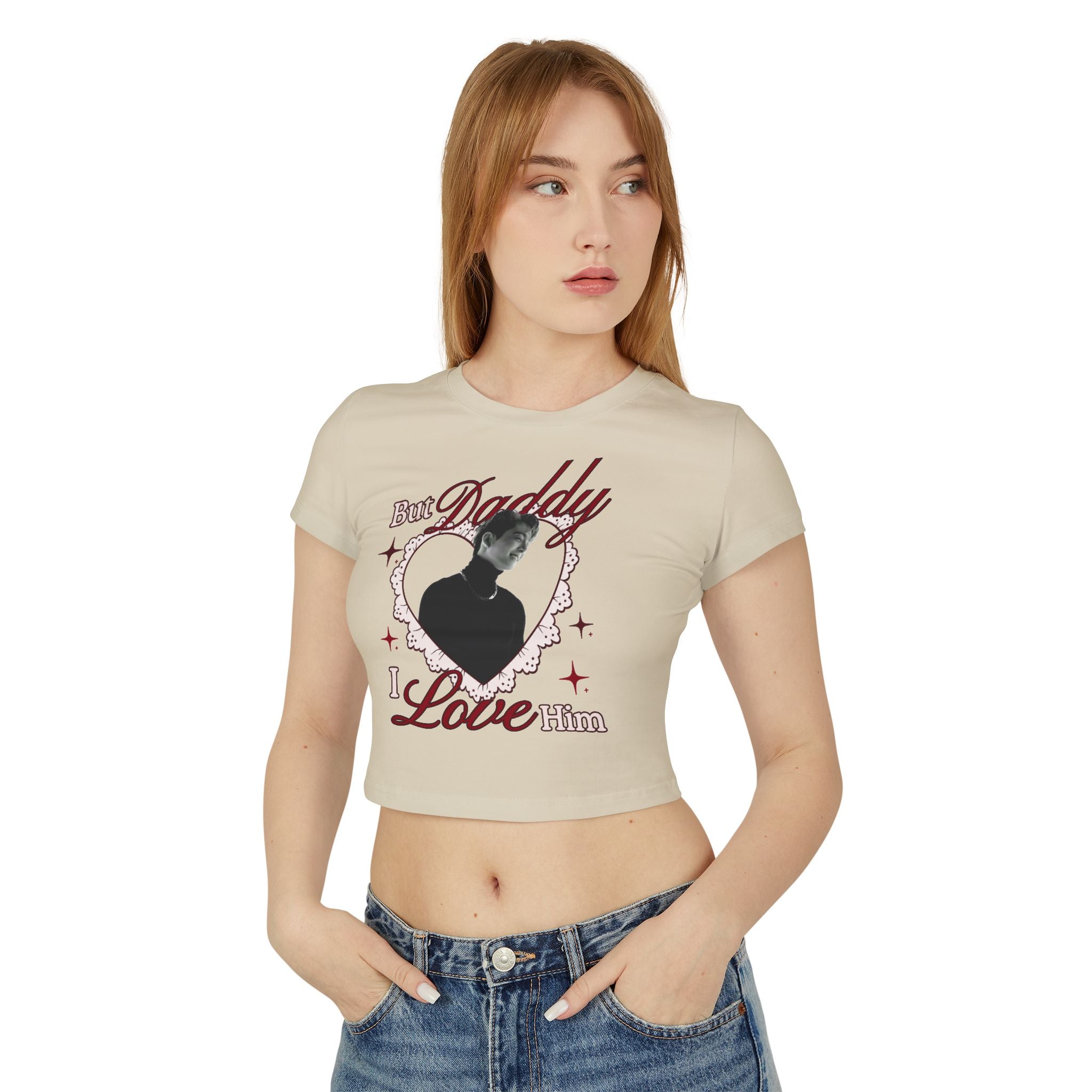 BTS Jungkook Inspired White Crop Top But Daddy I Love Him Y2K Aesthetic Tee for Concerts & Everyday Streetwear