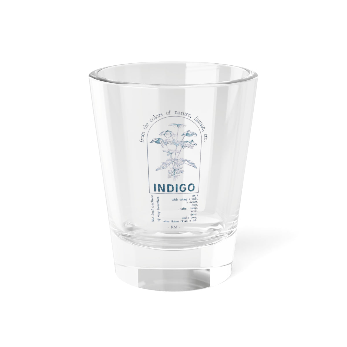 RM Indigo Stamp Shot Glass — 1.5 oz BTS