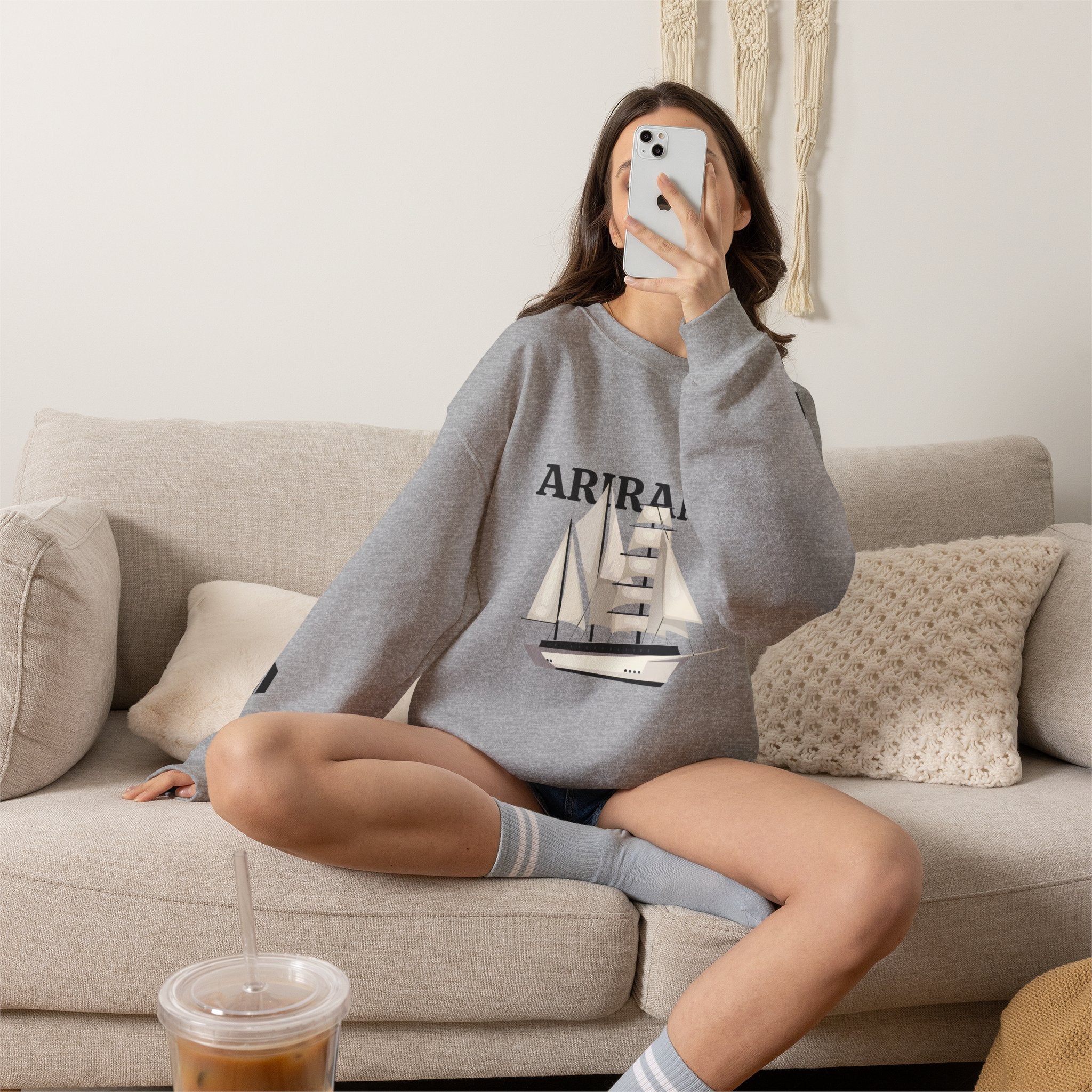 Arirang Sailboat Graphic Sweatshirt | BTS swim graphic in the back