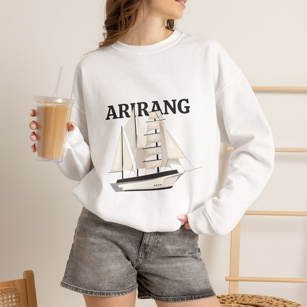Arirang Sailboat Graphic Sweatshirt | BTS swim graphic in the back