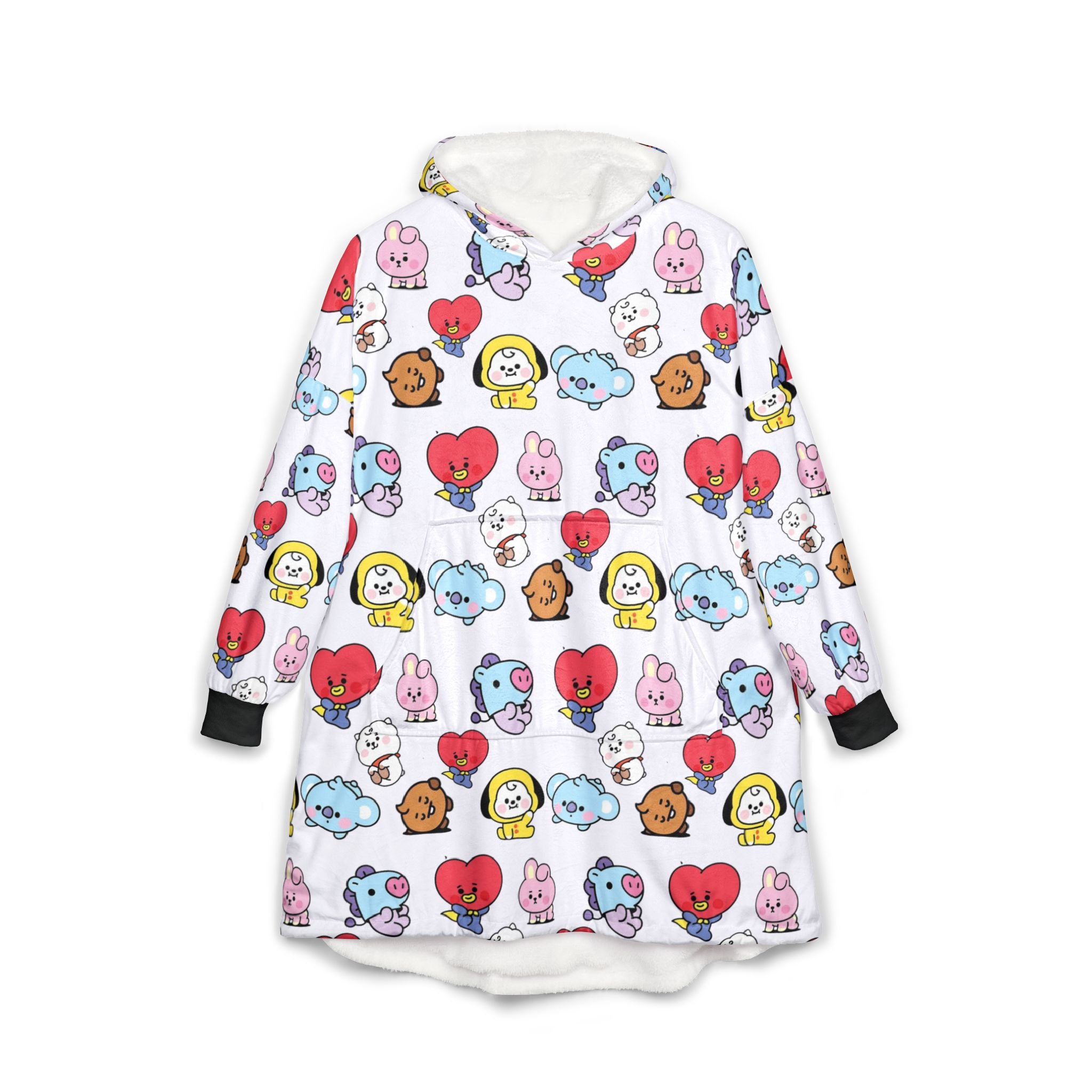 BT21 Character Pattern Hooded Blanket