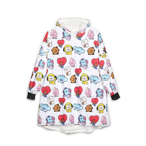 BT21 Character Pattern Hooded Blanket