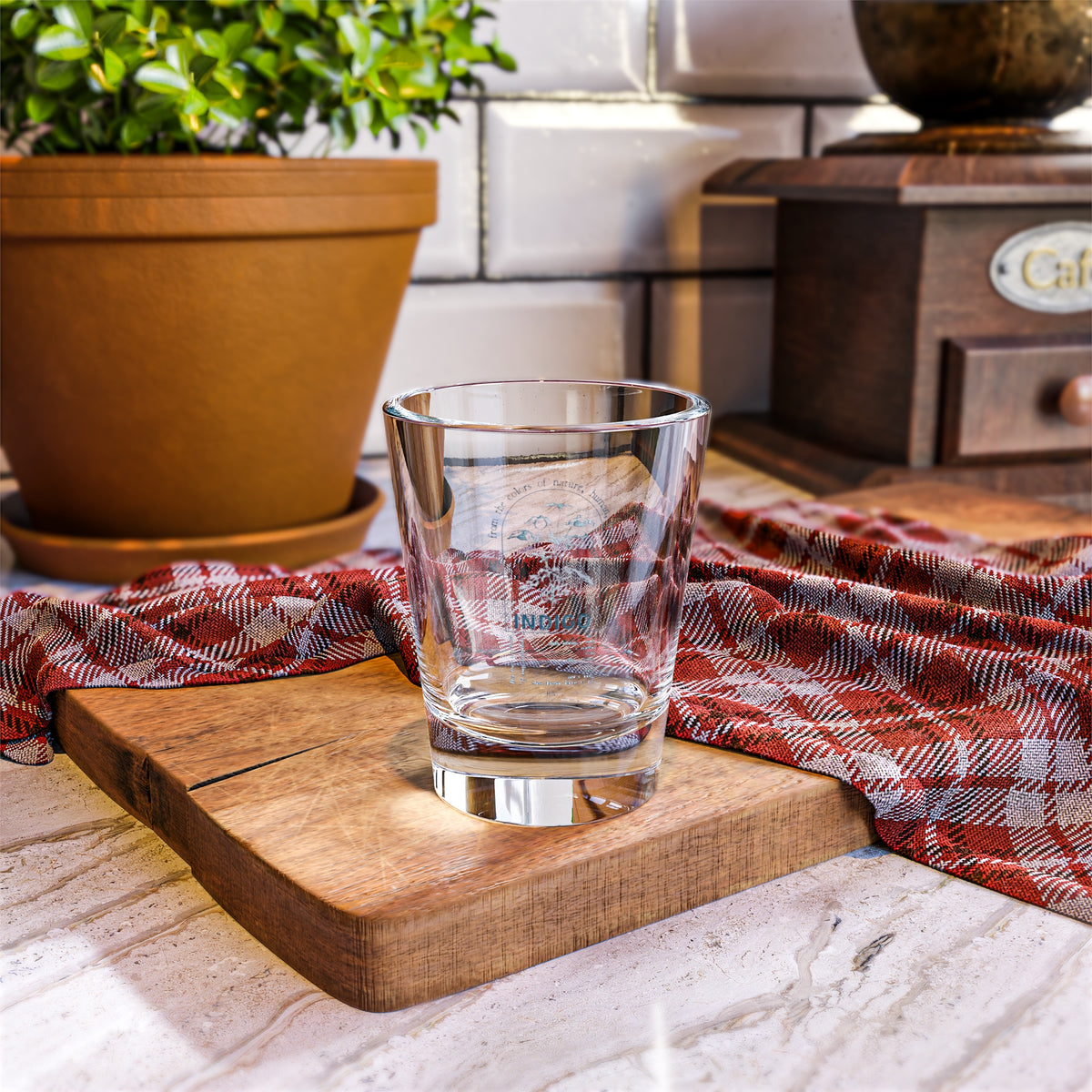 RM Indigo Stamp Shot Glass — 1.5 oz BTS